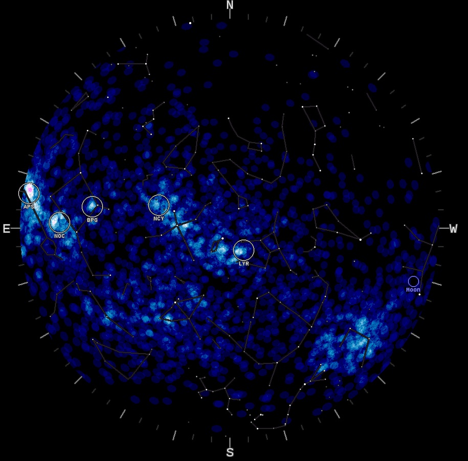 Radiant distribution observed by CMOR on 2016 April 21 around 09h45m UT.