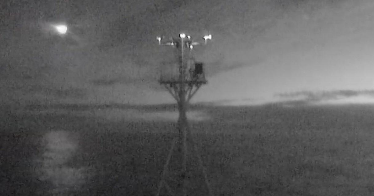 Commonwealth Scientific and Industrial Research Organisation (CSIRO) Research Vessel Investigator livestream camera captures a bright fragmenting fireball